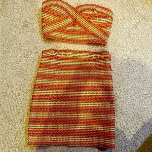 Vintage one of a kind handmade Strapless Elastic Sculpting Woven Dress